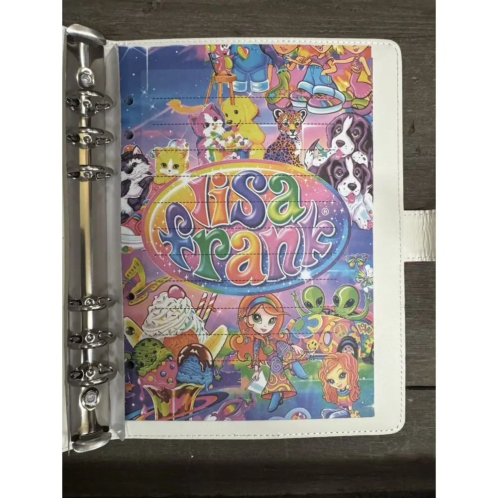 Lisa Frank A5 binder with matching printed paper and canvas tote bag Bundle